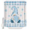 Christmas Shower Curtain for Bathroom 48" x 72" Winter Gnome Snowflake Blue White Plaid Shower Curtain with Hooks Polyester Waterproof Home Bathtub Decor view 1