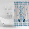Christmas Shower Curtain for Bathroom 48" x 72" Winter Gnome Snowflake Blue White Plaid Shower Curtain with Hooks Polyester Waterproof Home Bathtub Decor view 2