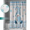 Christmas Shower Curtain for Bathroom 48" x 72" Winter Gnome Snowflake Blue White Plaid Shower Curtain with Hooks Polyester Waterproof Home Bathtub Decor view 3