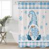 Christmas Shower Curtain for Bathroom 48" x 72" Winter Gnome Snowflake Blue White Plaid Shower Curtain with Hooks Polyester Waterproof Home Bathtub Decor view 4