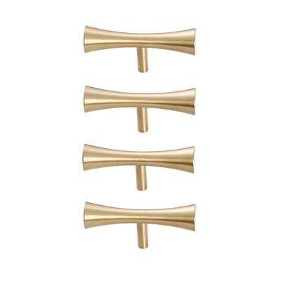 Kitchen Door Handles,Drawer Handles, TOOLD 4PCS Single Hole Kitchen Cabinet T Bar Handle Brass Bedroom Drawer Pulls Gold Wardrobe Door Knobs (Color : Gold, Size : Single Hole)