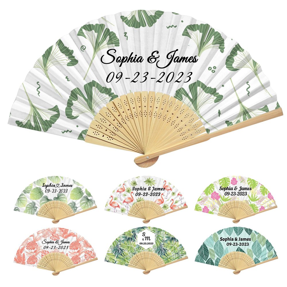 50pcs Personalized Paper Fans with Picture, Custom Paper Hand Fans for Party Decorate Gift, Custom Folding Fans for Wedding Favors Guests Bulk, Woman Fan Customize, Bridal Wedding Dancing Props Fans