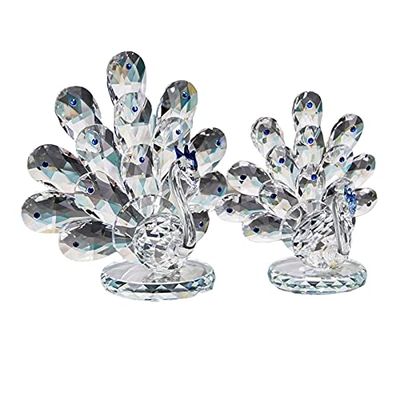 Crystal Peacocks Crafts Figurines Birthday Wedding Gift Home Decoration Peacock Sculpture Christmas Decoration (Color : Blue, Size : Small)