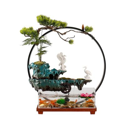 Tabletop Fountain Tabletop Fountain Office Desk Decoration Fountain Indoor Ceramic Rockery Atomized Fountains Creative Fish Tank Waterfall Desktop Fountain Desktop Fountains