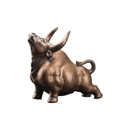 HXSCOO Ceramic Bull Statue Home Decor Red Ox Feng Shui Zen Figurine Sculpture Cow Figurines Cattle Chinese Wealth Desktop Decoration (Color : C)