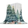 Christmas Super Soft Cozy Flannel Fleece Blanket- Green Xmas Tree and Gift Blanket for Bed Couch Sofa Chair Travel, 40 x 50 Inche view 1