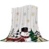 Christmas Super Soft Cozy Flannel Fleece Blanket- Buffalo Xmas Tree Snowman Golden Snowflake Blanket for Bed Couch Sofa Chair Travel, 50 x 80 Inche view 1