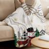 Christmas Super Soft Cozy Flannel Fleece Blanket- Buffalo Xmas Tree Snowman Golden Snowflake Blanket for Bed Couch Sofa Chair Travel, 50 x 80 Inche view 3