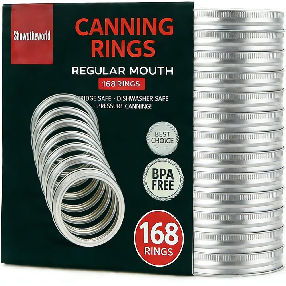 168Pcs Regular Mouth Mason Jar Canning Rings, Replacement Rings or Tops Durable & Rustproof Tinplate Metal Bands/Rings for Mason Jar (Silver/70 MM)