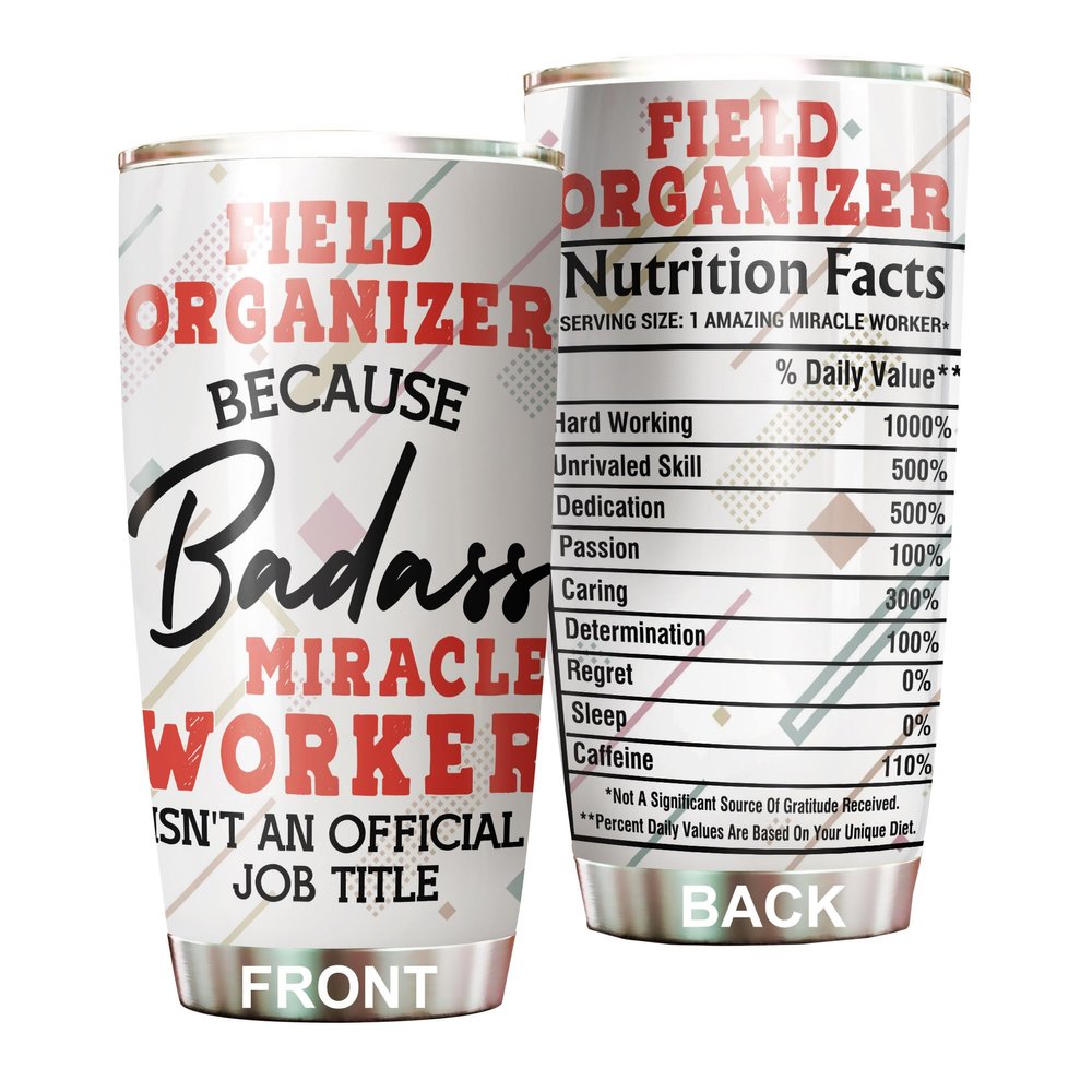 MEDROC Miracle Worker Nutrition Facts Field Organizer Tumbler Stainless Steel 20oz, Funny Gifts Bulks For Office Women Men Work Friend Coworker, Driking Coffee Cup For Birthday Christmas