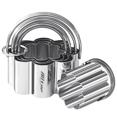 ALLTOP Scalloped Biscuit Cutters with Handle, Stainless Steel Cookie Cutter, Professional Baking Essential Tool for Pastry, Scone, Donut-Flower Shaped
