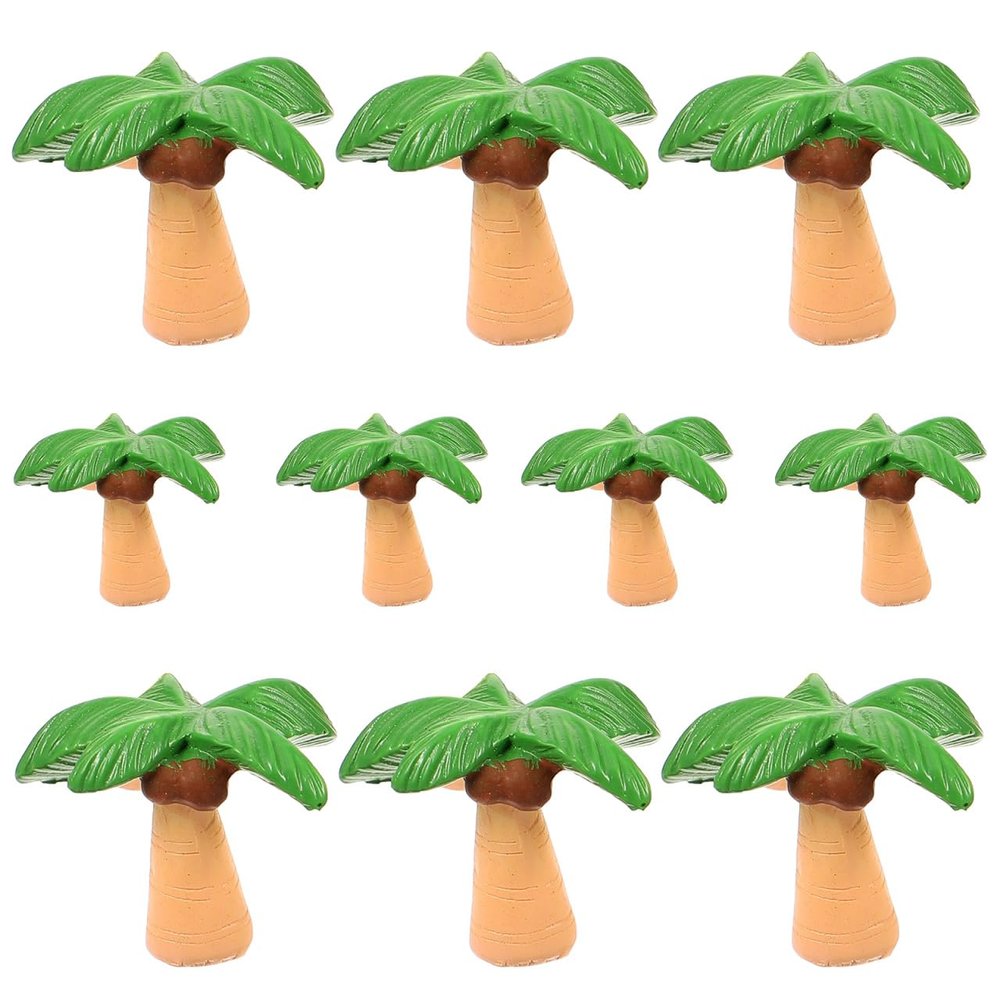 SAFIGLE Miniature Coconuts Tree Models 10 Pieces Resin Palm Trees Decor for Dollhouse Tropical Beach Scene Landscape Accessories 1.18 Inch