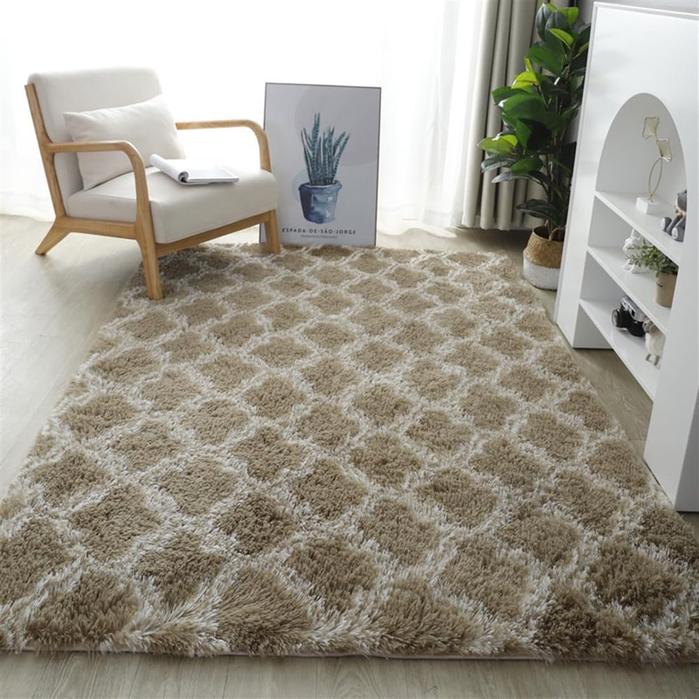 UEAUY Shaggy Area Rugs Fluffy Plush Rugs Modern Soft Fuzzy Throw Carpets for Living Room Nursery Dorm Room Home Dcor Brown 2 2 x 5.2 Feet