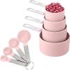 Ameurey Measuring Cups and Spoons Set, 8Pcs Measuring Spoons Sets Measuring Cups and Spoons Kit, with Stainless Steel Handles Pink view 1