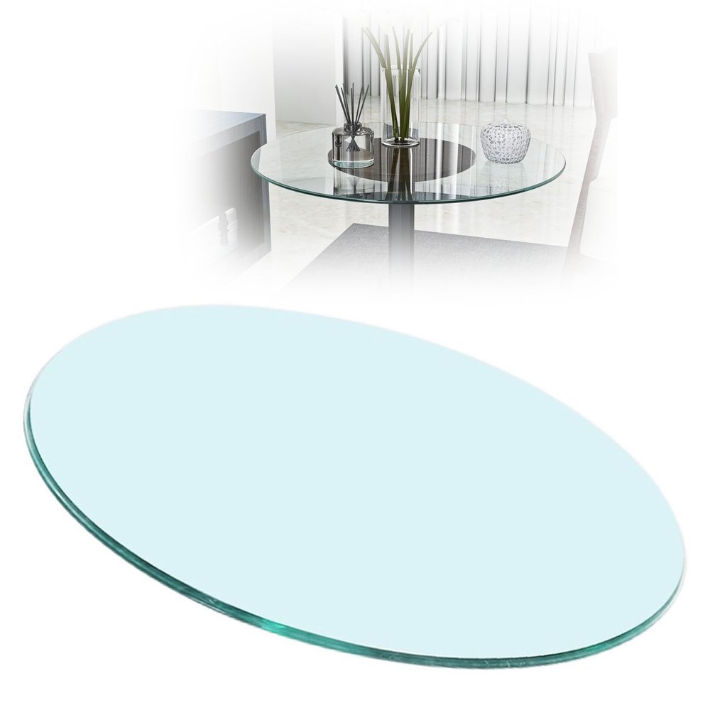SAGIDAR Table Top Tempered Glass Round, Round Table Top Tempered Glass, Transparent Table Top, Garden Table, Flat Polished Tempered Glass Table Clear,14IN 19IN 24IN 34IN 40IN