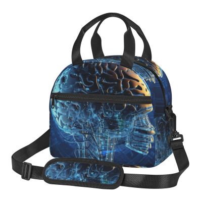 AdaNti Artificial Intelligence Brain(1) print Lunch Bag Reusable Insulated Lunch Boxes Cooler Tote Bags For Work Office Picnic Travel