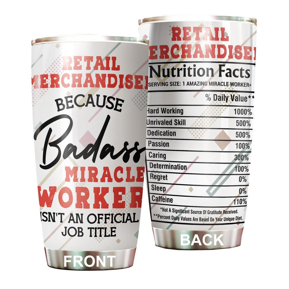 MEDROC Miracle Worker Nutrition Facts Retail Merchandiser Tumbler Stainless Steel 20oz, Funny Gifts Bulks For Office Women Men Work Friend Coworker, Driking Coffee Cup For Birthday Christmas