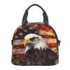 AdaNti American Flag Fire Eagle print Lunch Bag Reusable Insulated Lunch Boxes Cooler Tote Bags For Work Office Picnic Travel view 3