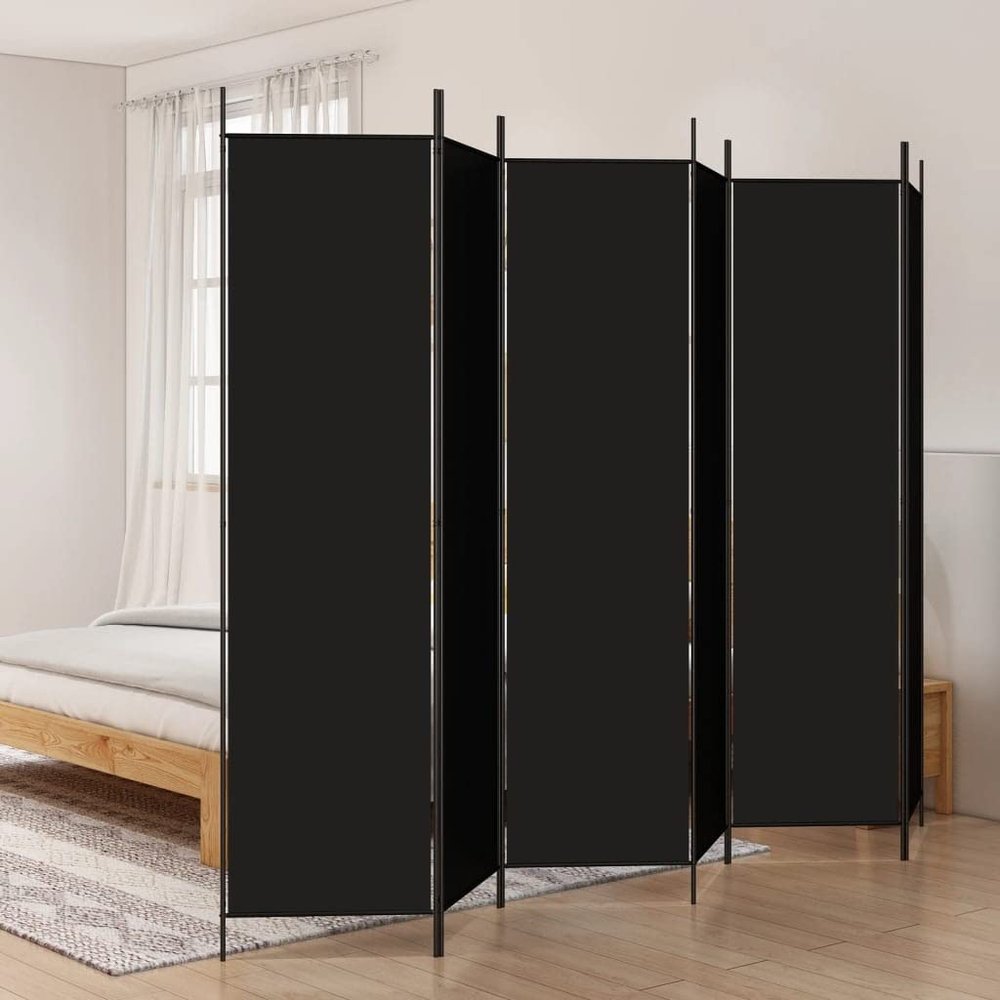 6-Panel Room Divider Black,Locker Room Partition,Privacy Screen,Bulkhead Screen,Folding Wall,Room Divider Wall,for Studio,Garage,Hospital,Restaurant,Classroom,118.1"x78.7" Fabric