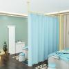 Wall Divider for Room Separation Hanging, 2 2.3 M Curtain Rod with Curtain/ Beauty Salon Partitions Set of 1, Privacy Screen Temporary Panels for Changing Room Bedroom ( Color : Gold Rod+Blue Curtain view 1