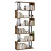 Gadroad 6 Tier Geometric Bookcase,S Shaped Bookshelf, Wood Decorative Storage Shelving, Modern Freestanding Display Shelves, Tall Book Shelf Unit for Living Room Bedroom, Rustic Brown view 1
