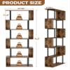 Gadroad 6 Tier Geometric Bookcase,S Shaped Bookshelf, Wood Decorative Storage Shelving, Modern Freestanding Display Shelves, Tall Book Shelf Unit for Living Room Bedroom, Rustic Brown view 3