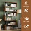 Gadroad 6 Tier Geometric Bookcase,S Shaped Bookshelf, Wood Decorative Storage Shelving, Modern Freestanding Display Shelves, Tall Book Shelf Unit for Living Room Bedroom, Rustic Brown view 4