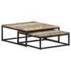 GOLINPEILO Nesting Coffee Tables Solid Reclaimed Wood Set of 2, Industrial Sofa Side Nest of Tables End Tables Black Color Frame with Wood Top for Living Room -AA view 1