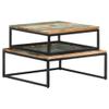 GOLINPEILO Nesting Coffee Tables Solid Reclaimed Wood Set of 2, Industrial Sofa Side Nest of Tables End Tables Black Color Frame with Wood Top for Living Room -AA view 2