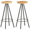 GOLINPEILO 2 pcs Wooden Bar Stools with Powder-Coated Iron Base, Rough Mango Wood -AA view 1