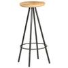 GOLINPEILO 2 pcs Wooden Bar Stools with Powder-Coated Iron Base, Rough Mango Wood -AA view 2