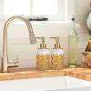 Soap Dispenser - 2 Pack, Clear Diamond Glass Refillable Hand Soap Dispensers, Hand and Dish Soap Dispenser, Soap Bottles with Gold Pump, Lotion Dispensers for Kitchen, Bathroom 330ml/12oz (Gold) view 2