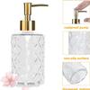 Soap Dispenser - 2 Pack, Clear Diamond Glass Refillable Hand Soap Dispensers, Hand and Dish Soap Dispenser, Soap Bottles with Gold Pump, Lotion Dispensers for Kitchen, Bathroom 330ml/12oz (Gold) view 3