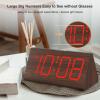 DreamSky Wooden Digital Alarm Clocks for Bedrooms - Electric Desk Clock with Large Numbers, USB Port, Loud Alarm for Heavy Sleepers, Adjustable Volume, Dimmer, Snooze, DST, Wood Dcor, Adapter Powered view 2