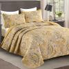 DJY Yellow Paisley Quilt Set Queen Size Boho Quilt Bedspread Set 3 Pieces, Soft Lightweight Paisley Floral Pattern Coverlet Bedding Set for All Season, 96''x90'' view 2