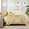 DJY Yellow Paisley Quilt Set Queen Size Boho Quilt Bedspread Set 3 Pieces, Soft Lightweight Paisley Floral Pattern Coverlet Bedding Set for All Season, 96''x90'' view 3