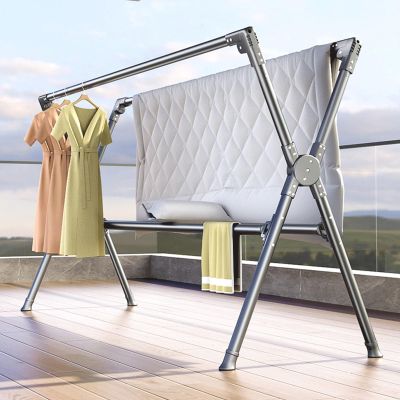 Aluminium Folding Drying Rack,Foldable Laundry Clothes Drying Rack Stand,Double Pole Drying Clothes RackBottom Mesh Tray StorageFor Drying Clothes Towels Bed LinenX-Shape Floor Drying Rack ( Color