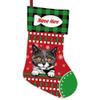 MALIHONG 1 Pack Personalized Merry Christmas Cat Stockings Britain Shorthair Cat Christmas Tree Hanging Stocking Green Buffalo Plaid Snowflake Xmas Holiday for Cat Lovers Gift 14.4 Inch view 1