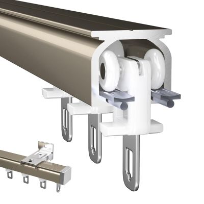 Curtain Track Glider Rail, Curtain Rail With Mute Rollers, Aluminum Ceiling Curtain Track,Heavy Duty Curtain Track System, Shower Curtains Room Divider, Straight Curtain Track ( Color : Champagne (Sid
