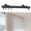 Aluminum Ceiling Curtain Track, Curtain Rail With Mute Rollers, Shower Curtains Room Divider, For Bedroom Living Room WindowsStraight Curtain TrackRV Curtain Track ( Color : Black (Side Mount) , Siz view 1