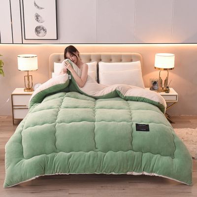 AOPPLSOT Winter Soft Warm Bed Quilt, Thickened Fluffy Comforter, Cashmere Quilt,Plush Duvet for Bed, Heavy Warm for Winter,Fruit Green,180 * 220cm 4kg