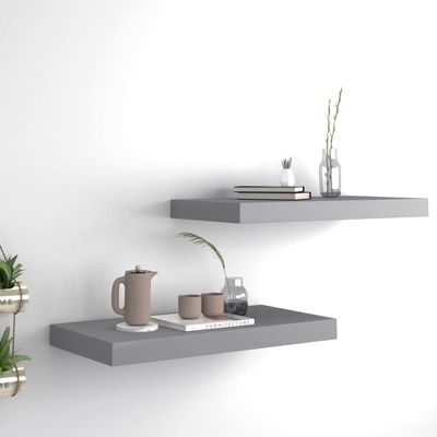 DYRJDJWIDHW Floating Wall Shelves 2 pcs Bookshelf for Bedroom,Shelves,Wood Bookcase,Suitable for Bedroom, Office, Living Room, Study,Gray 19.7"x9.1"x1.5" MDF