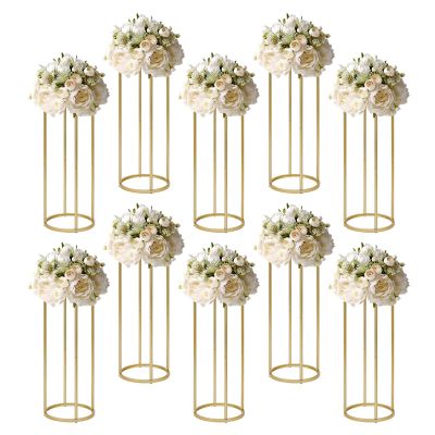 CNCEST 10pcs Wedding Table Flower Centerpieces, Tabletop Metal Flowers Floor Vases, 31.5inch High Vases Decor Geometric Tables Centerpieces for Birthday Party Reception(30x30x80cm)