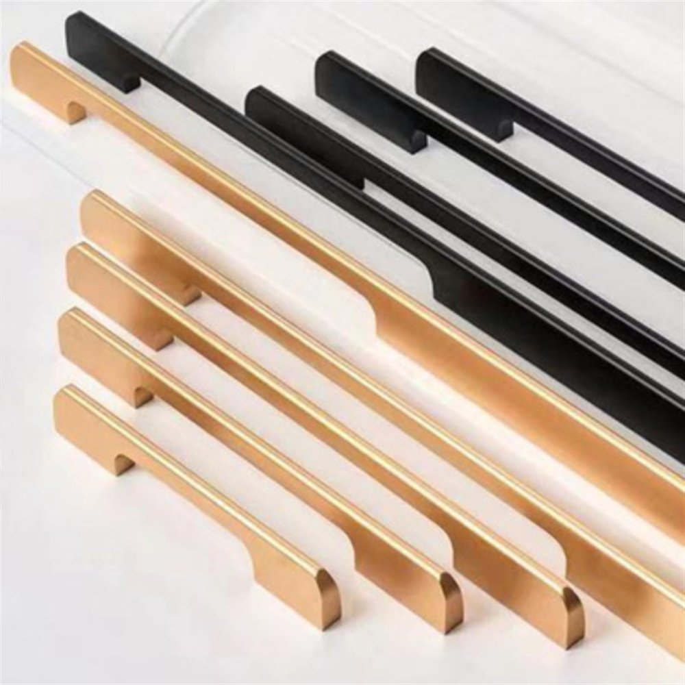 AOKLEY Modern Simple Aluminum Alloy Cabinet Door Handle Straight Bar Extended Door Handle Furniture Handle Door Hardware 1Pcs (Color : Black-160mm)