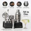 BARE BARREL Mixology Bartender Kit Bar Set | 14-Piece Cocktail Shaker Set | Martini Barware Mixing Tools for Home Bartending | Incl. 35 Recipe Cards | Gift Set (24oz Cobbler Shaker, Silver/Black) view 2