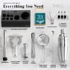 BARE BARREL Mixology Bartender Kit Bar Set | 14-Piece Cocktail Shaker Set | Martini Barware Mixing Tools for Home Bartending | Incl. 35 Recipe Cards | Gift Set (24oz Cobbler Shaker, Silver/Black) view 4