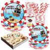 Recheel Pirate Birthday Party Supplies Decorations, Pirate Treasure Theme Paper Plates and Napkins Set with Cups and Straws for 24 Guests, 120 Pcs Disposable Party Dessert Dinnerwares view 1