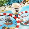 Recheel Pirate Birthday Party Supplies Decorations, Pirate Treasure Theme Paper Plates and Napkins Set with Cups and Straws for 24 Guests, 120 Pcs Disposable Party Dessert Dinnerwares view 4