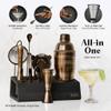 BARE BARREL Mixology Bartender Kit Bar Set | 14-Piece Cocktail Shaker Set | Martini Barware Mixing Tools for Home Bartending | Incl. 35 Recipe Cards | Gift Set (24oz Cobbler Shaker, Brass/Black) view 2