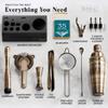 BARE BARREL Mixology Bartender Kit Bar Set | 14-Piece Cocktail Shaker Set | Martini Barware Mixing Tools for Home Bartending | Incl. 35 Recipe Cards | Gift Set (24oz Cobbler Shaker, Brass/Black) view 4